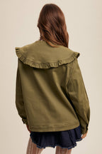 Ruffled Collar Denim Jacket