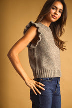 RUFFLE SLEEVE SWEATER TOP