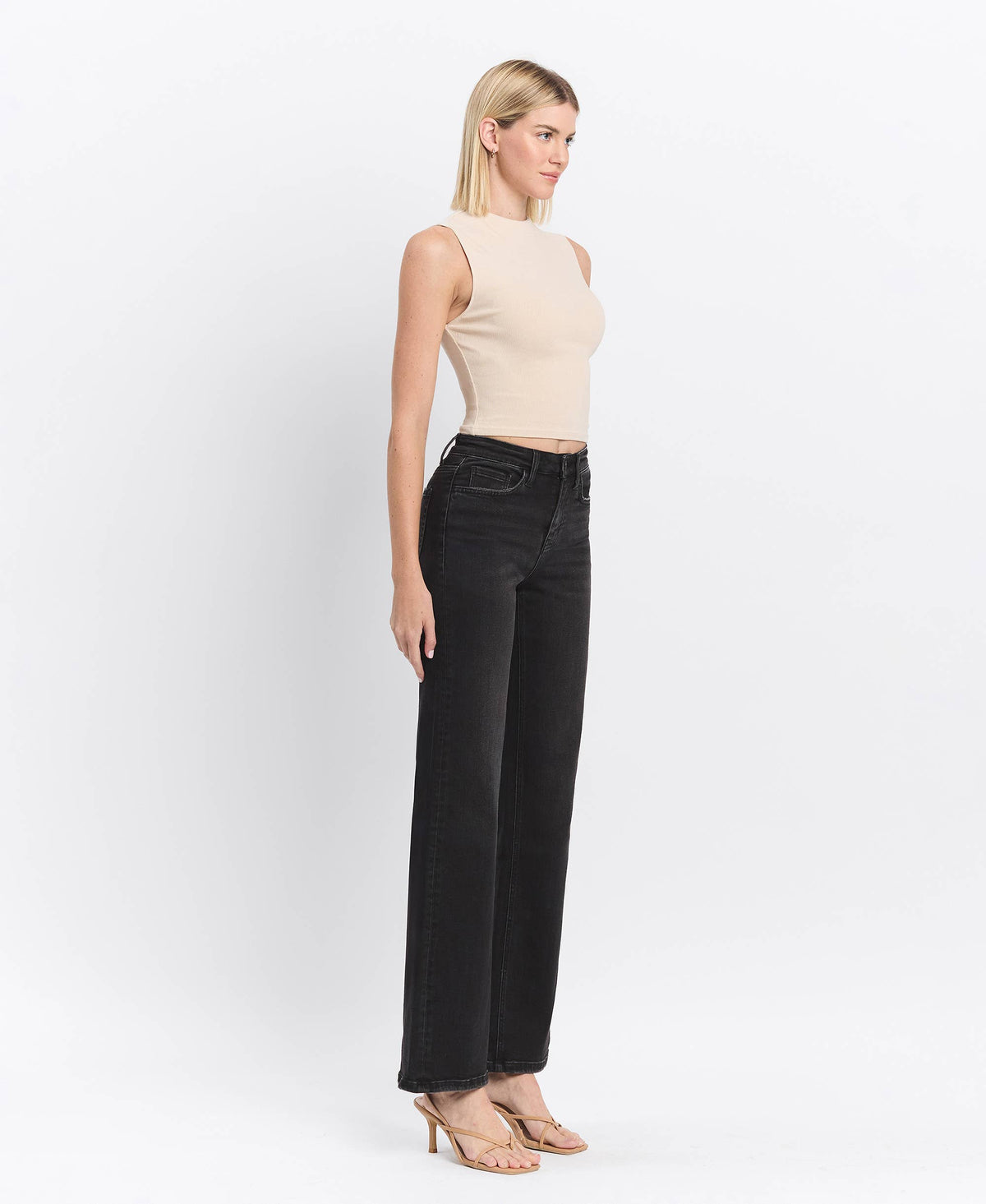 HIGH RISE FULL LENGTH BLACK LOOSE FIT JEANS
