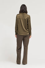 HIDDEN PLACKET SATIN SHIRT