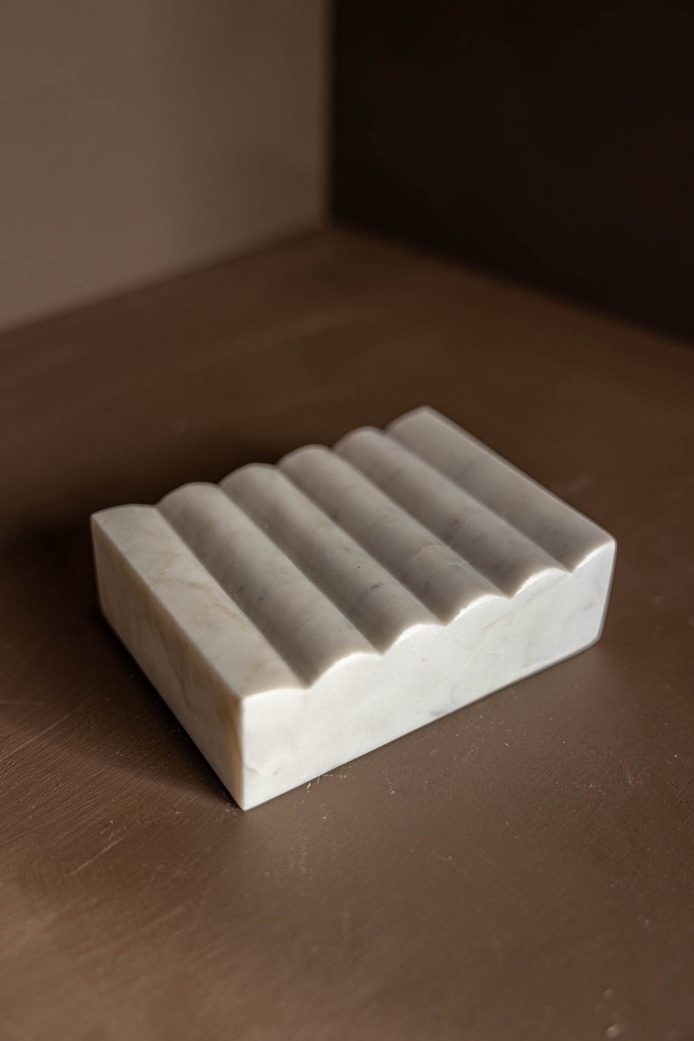 White Scalloped Marble Soap Dish