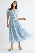 Floral Maxi Dress with Puff Sleeves