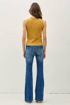 CLASSIC CREW NECK SLEEVELESS SLIM KNITTED TANK