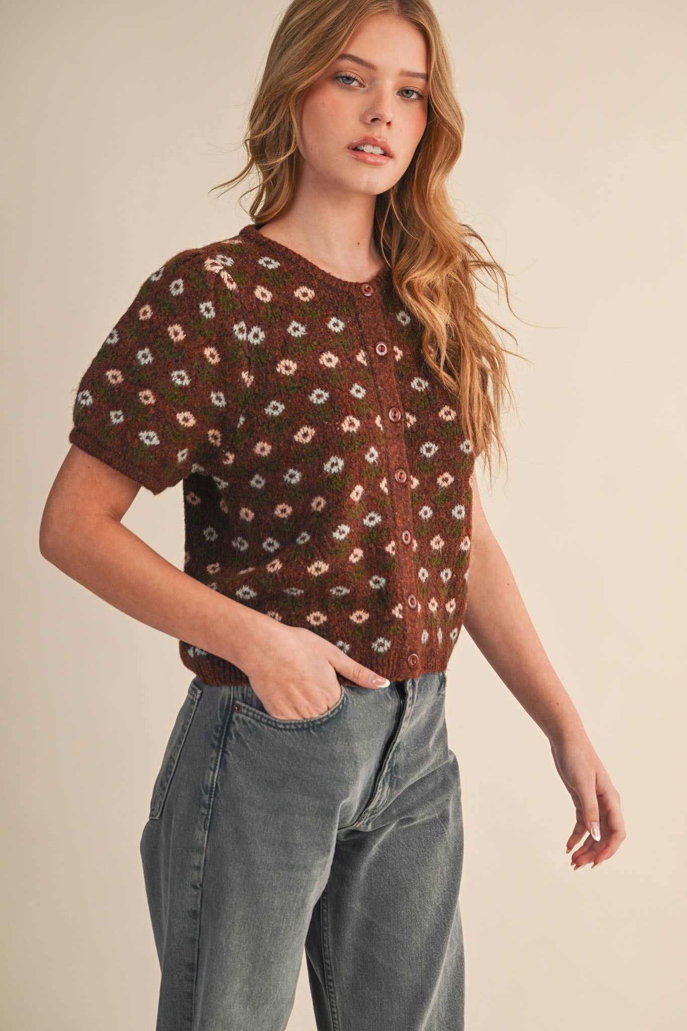 Floral Short Sleeve Cardigan