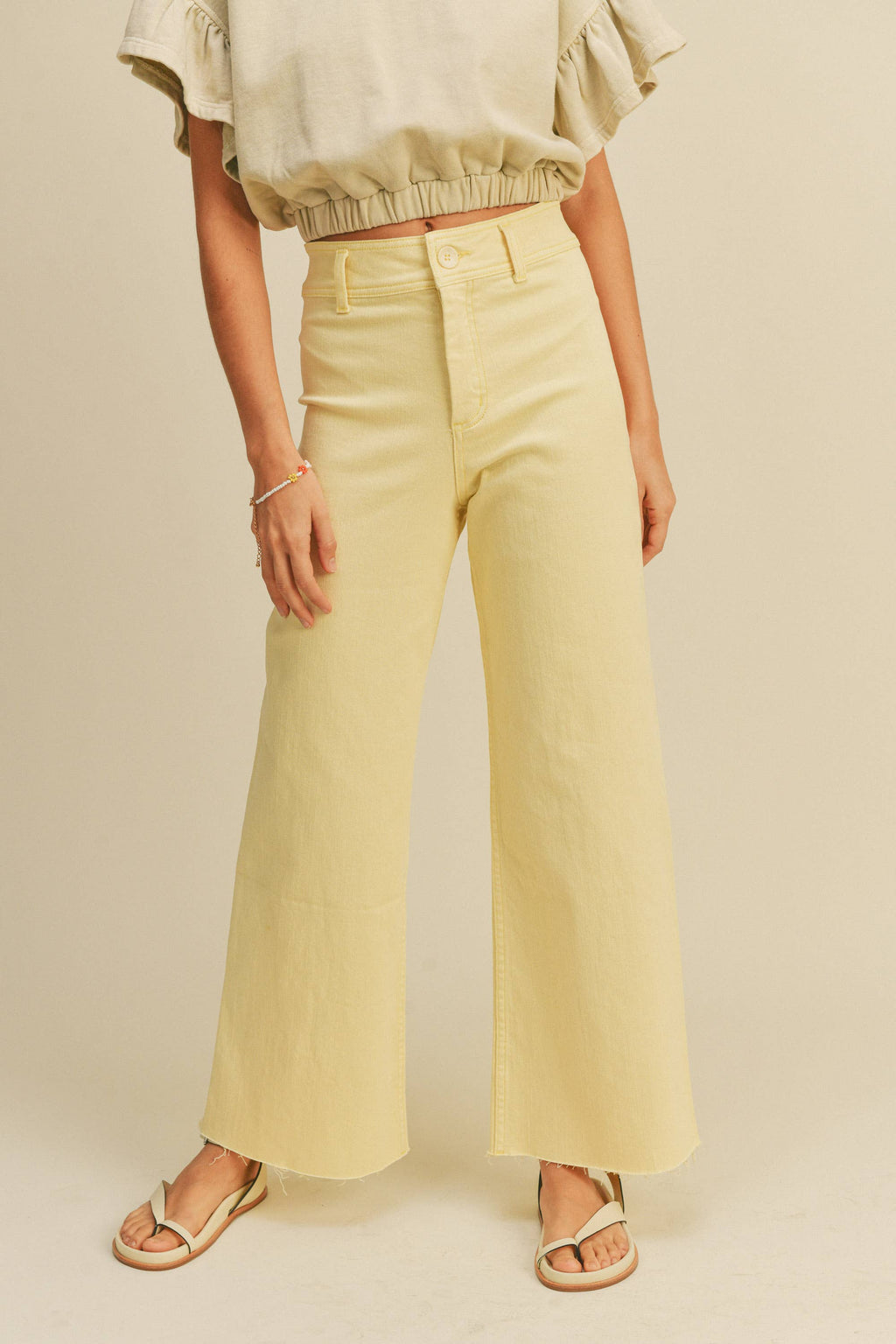 Straight Wide Leg Denim Pants