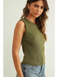 Crochet Ruffle Trim Ribbed Top