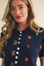 Hand Embroidered Button Down Sweater