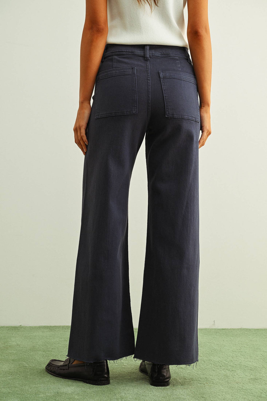Straight Wide Leg Denim Pants