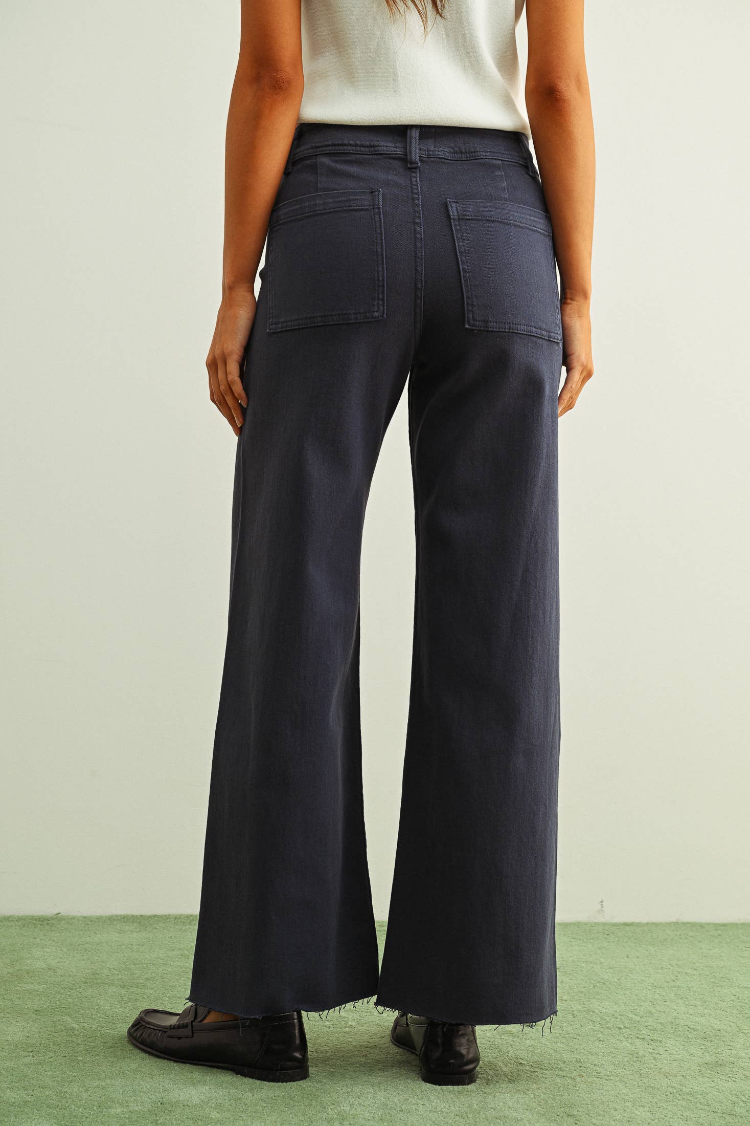 Straight Wide Leg Denim Pants