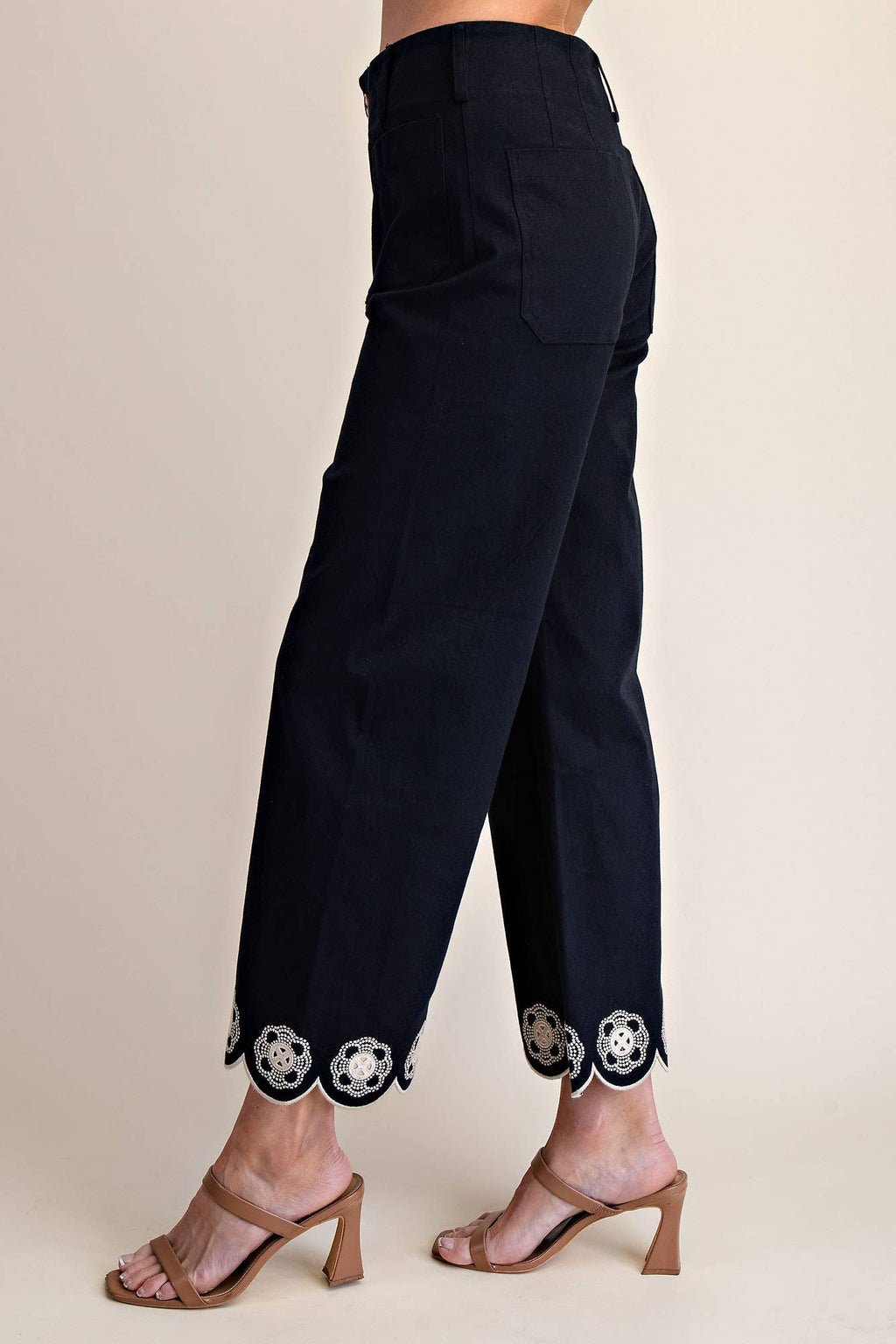 Colette Scallop-Hem Wide-Leg Pants