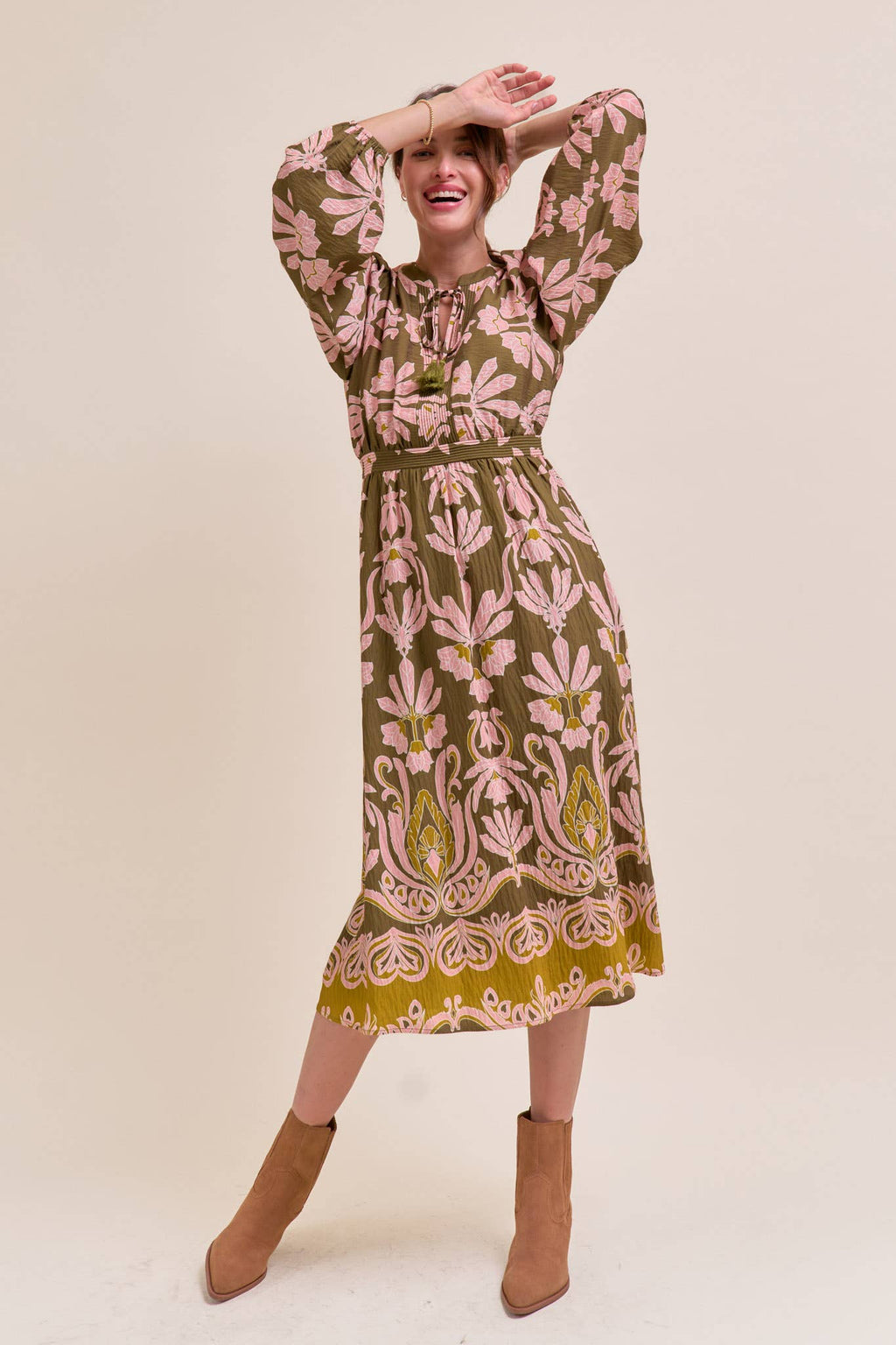 FLORAL PRINT MIDI DRESS