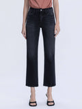 MID RISE BLACK ANKLE STRAIGHT JEANS