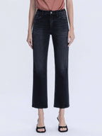 MID RISE BLACK ANKLE STRAIGHT JEANS