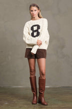 Cable Knit Varsity Sweater