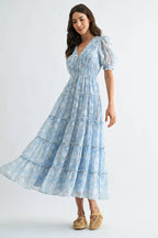 Floral Maxi Dress with Puff Sleeves
