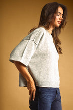 SHORT SLEEVE KNIT CROP TOP