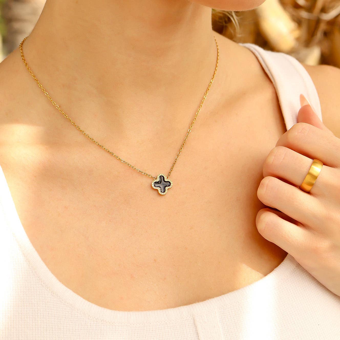 18K Gold Lucky Clover Charm Necklace