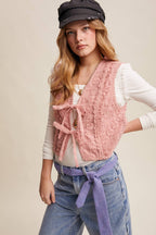 Embroidered Lace Tie-Front Vest
