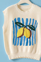 Lemon Graphic Knit Vest Citrus Print