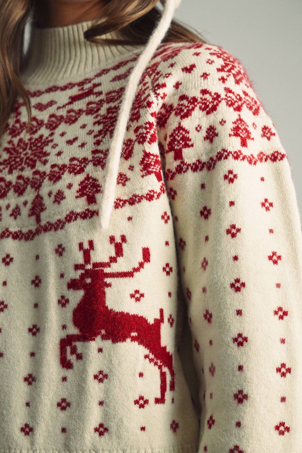 CLASSIC NORDIC REINDEER & SNOWFLAKE ROUND-YOKE SWEATER