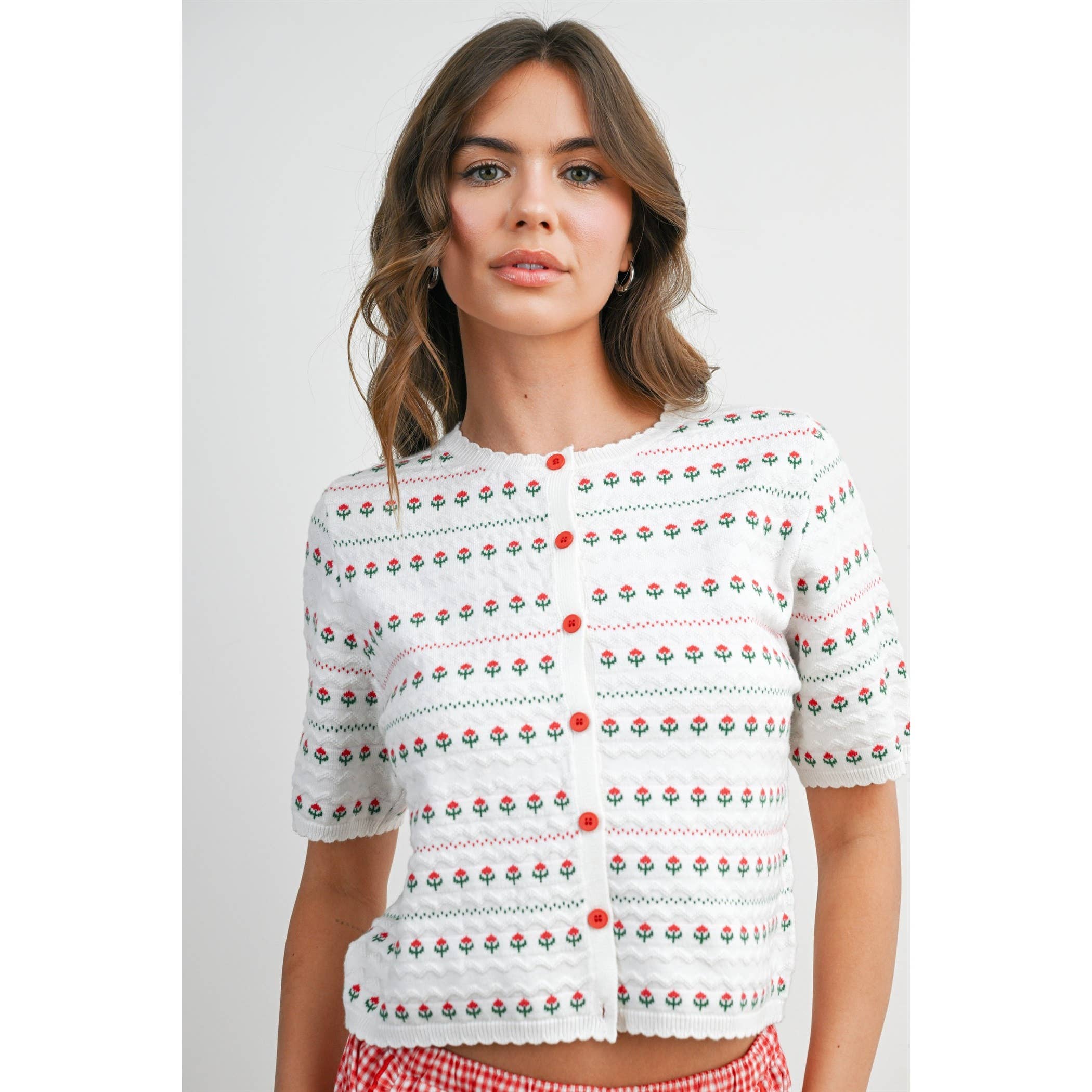 Women's Floral Button-Down Cardigan