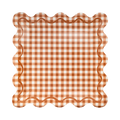 GBL1343 - Rust Gingham Scalloped Square Paper Plates