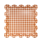 GBL1343 - Rust Gingham Scalloped Square Paper Plates