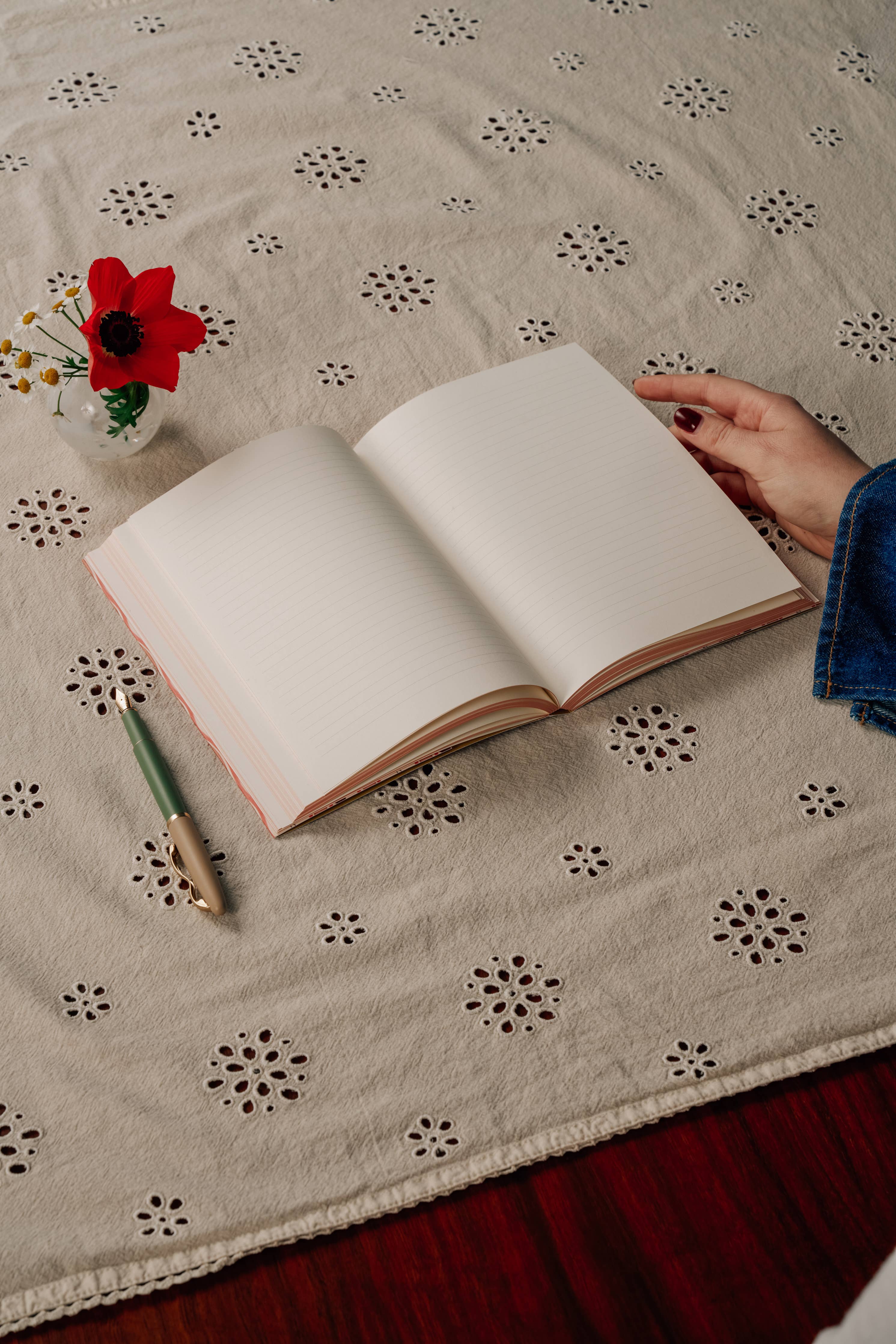 Lined Notebook, A5 Softcover - Cherry Wave