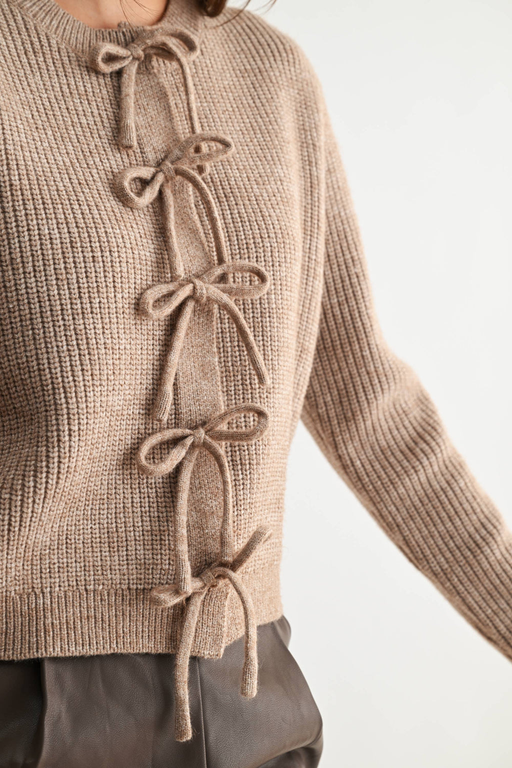 Bow Tie Front Knit Sweater