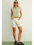 Pinstriped Sleeveless Knit Top
