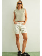 Pinstriped Sleeveless Knit Top