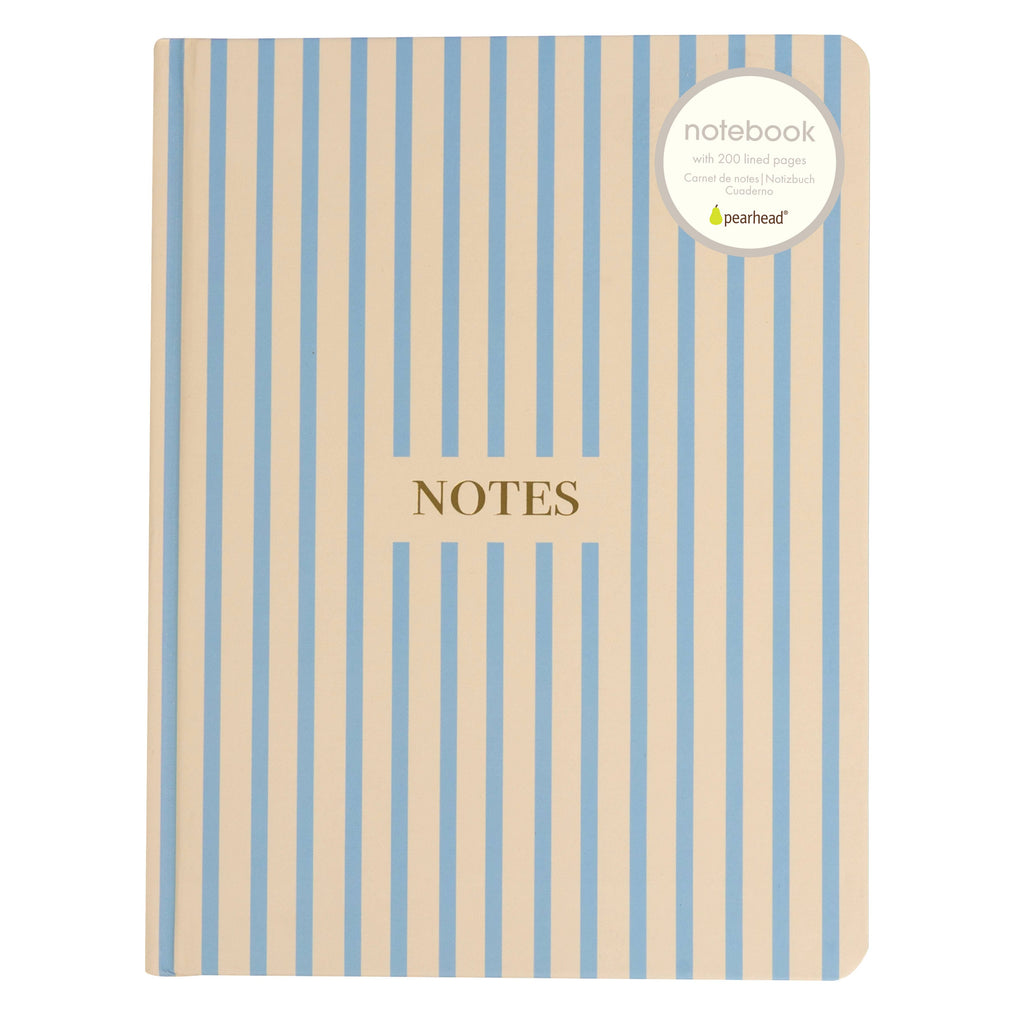 Cream and Blue Striped Hardcover Notebook