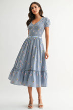 Smocked Floral Midi Dress