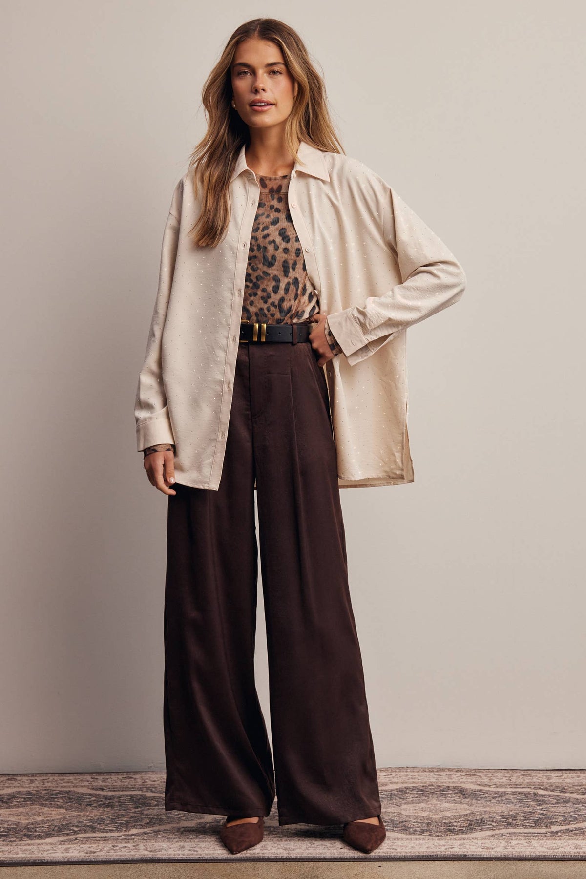 Satin Wide Leg Pleated Pants
