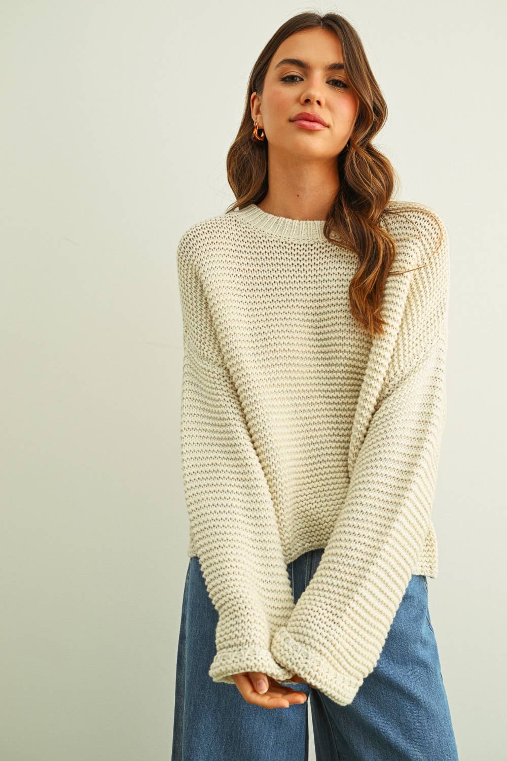 Round Neck Sweater Knitted Top