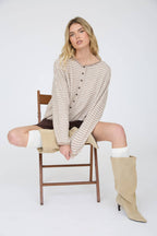 STRIPE RAW EDGE DROP SHOULDER KNIT CARDIGAN
