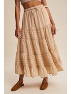 Striped Tiered Maxi Skirt