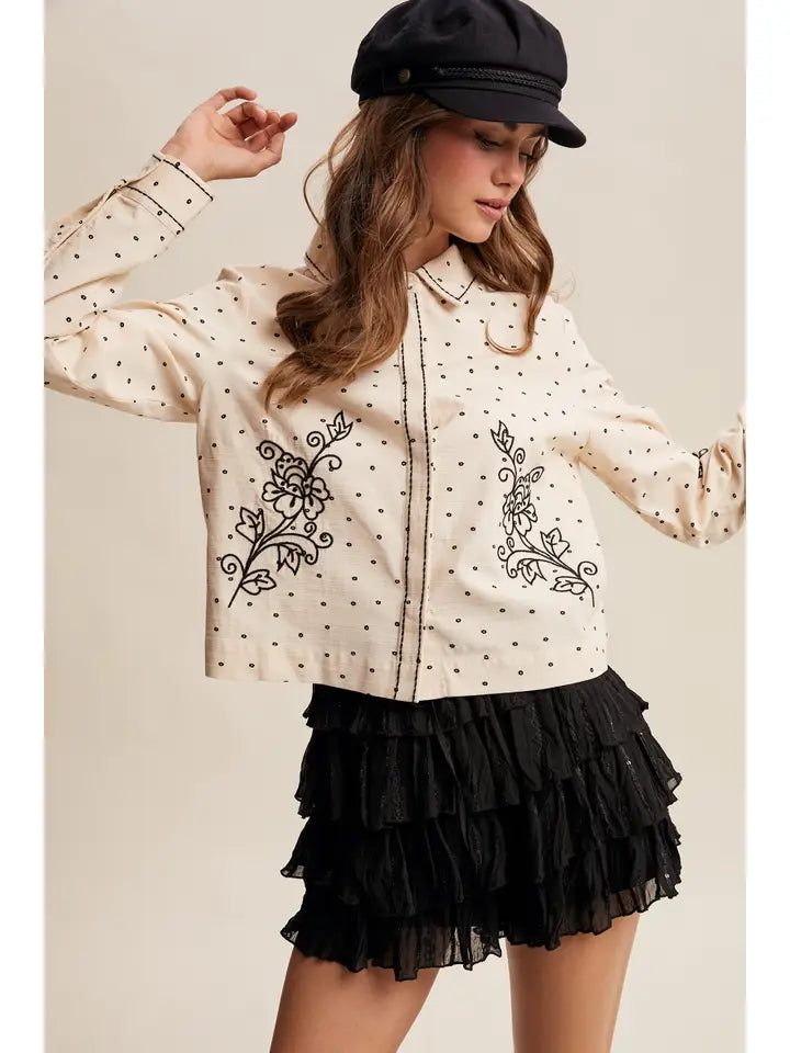 Embroidered Western Cotton Button Up Shirt