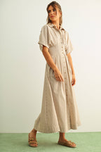 Striped Button Shirt Dress