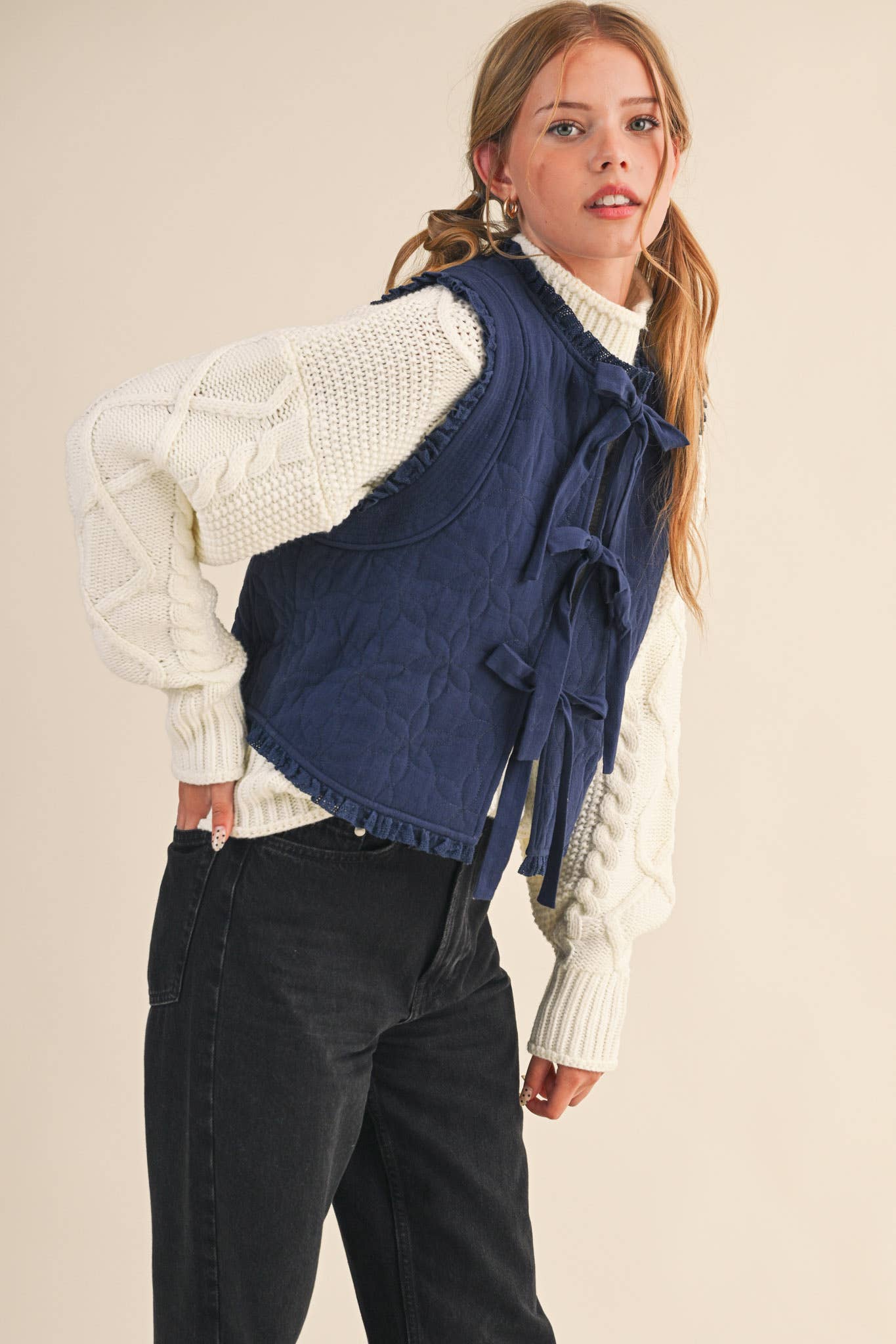 Floral Lace Trim Vest