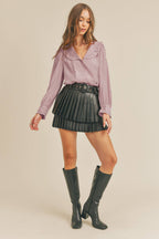 Ruffle Collar Button Down Top