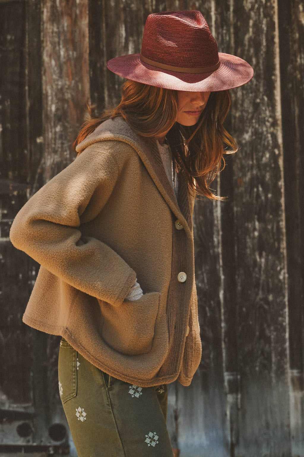 Reversible Wool Blend Shawl Collar Coat