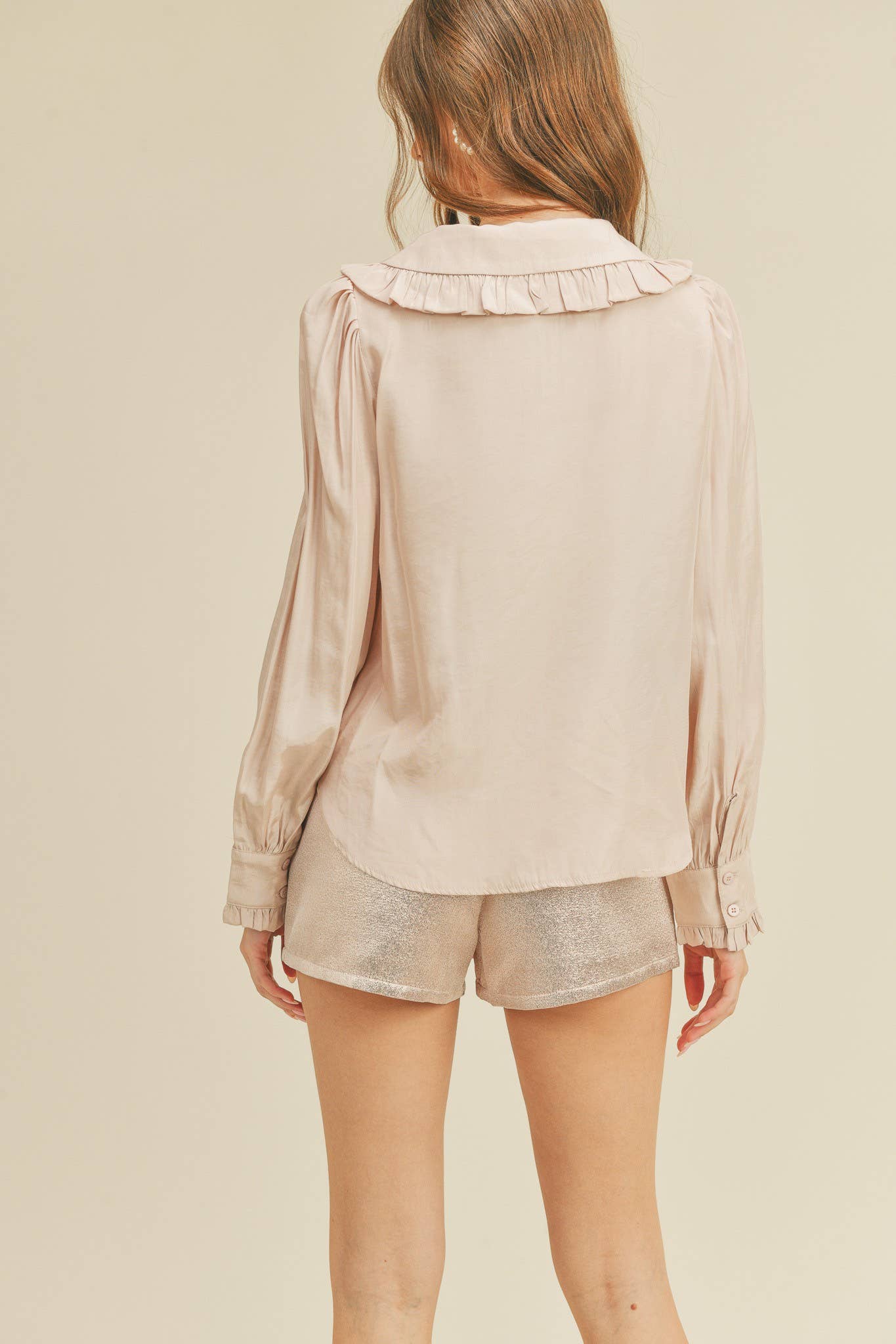 Ruffle Collar Button Down Top