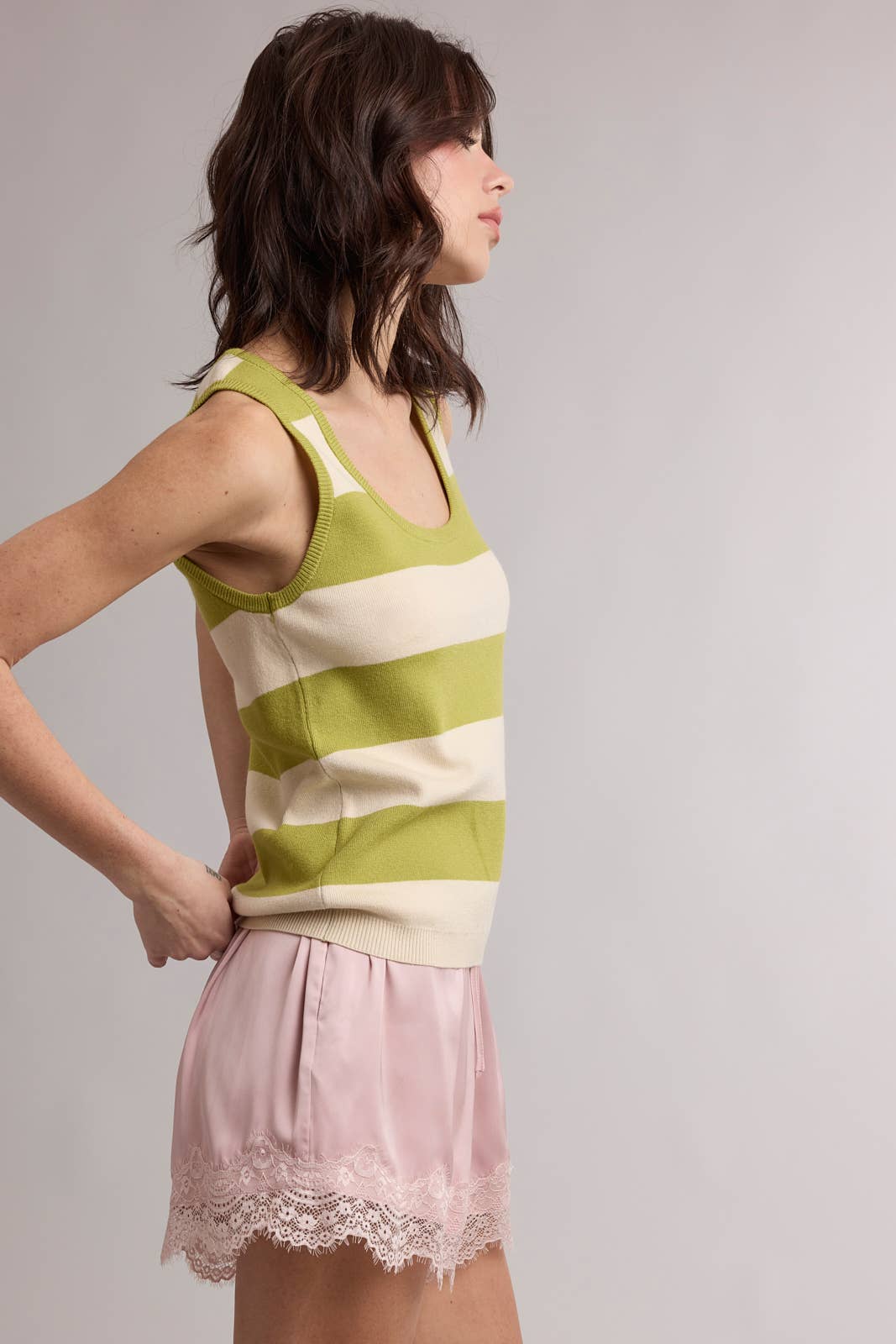 STRIPED KNIT SWEATER TANK