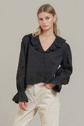 Embroidery Ruffle Blouse