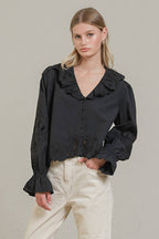 Embroidery Ruffle Blouse