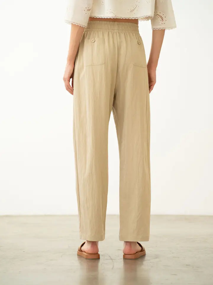 Double Draw String Detail Wide-Leg Pants
