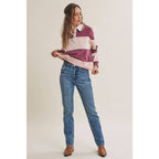 HERITAGE WEEKEND MINERAL-WASHED TWILL TERRY MIXED RUGBY TOP