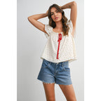 Ditsy Print Ribbon-Tie Top