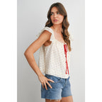 Ditsy Print Ribbon-Tie Top